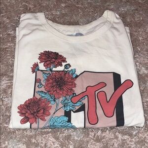 MTV Women's Cream Tee with Floral Design